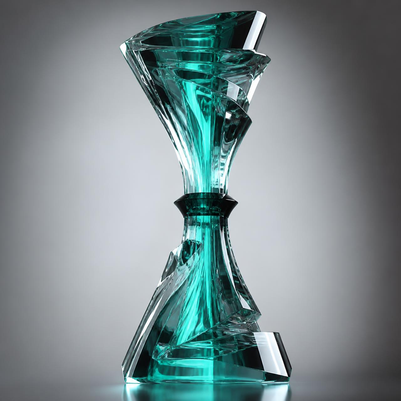 Translucent glass form with light restricted at a narrow band in its centre